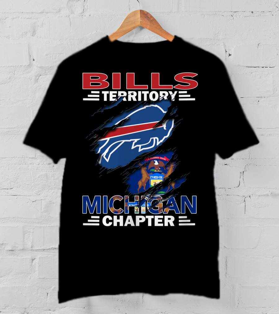 Bills Territory Michigan Chapter Buffalo Football Fan Club Michigan Flag Background T-Shirt