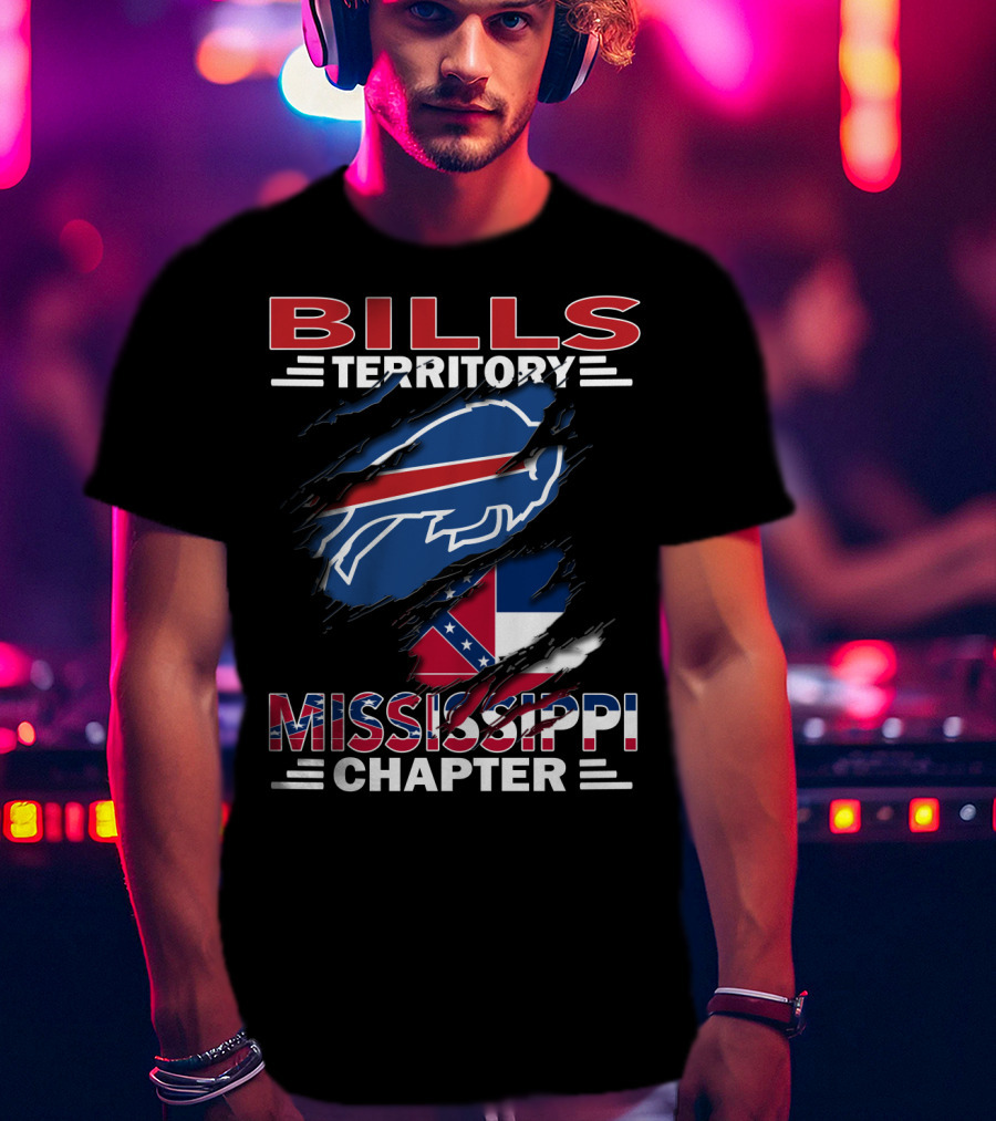 Bills Territory Mississippi Chapter Blue Buffalo Red White Flag T-Shirt
