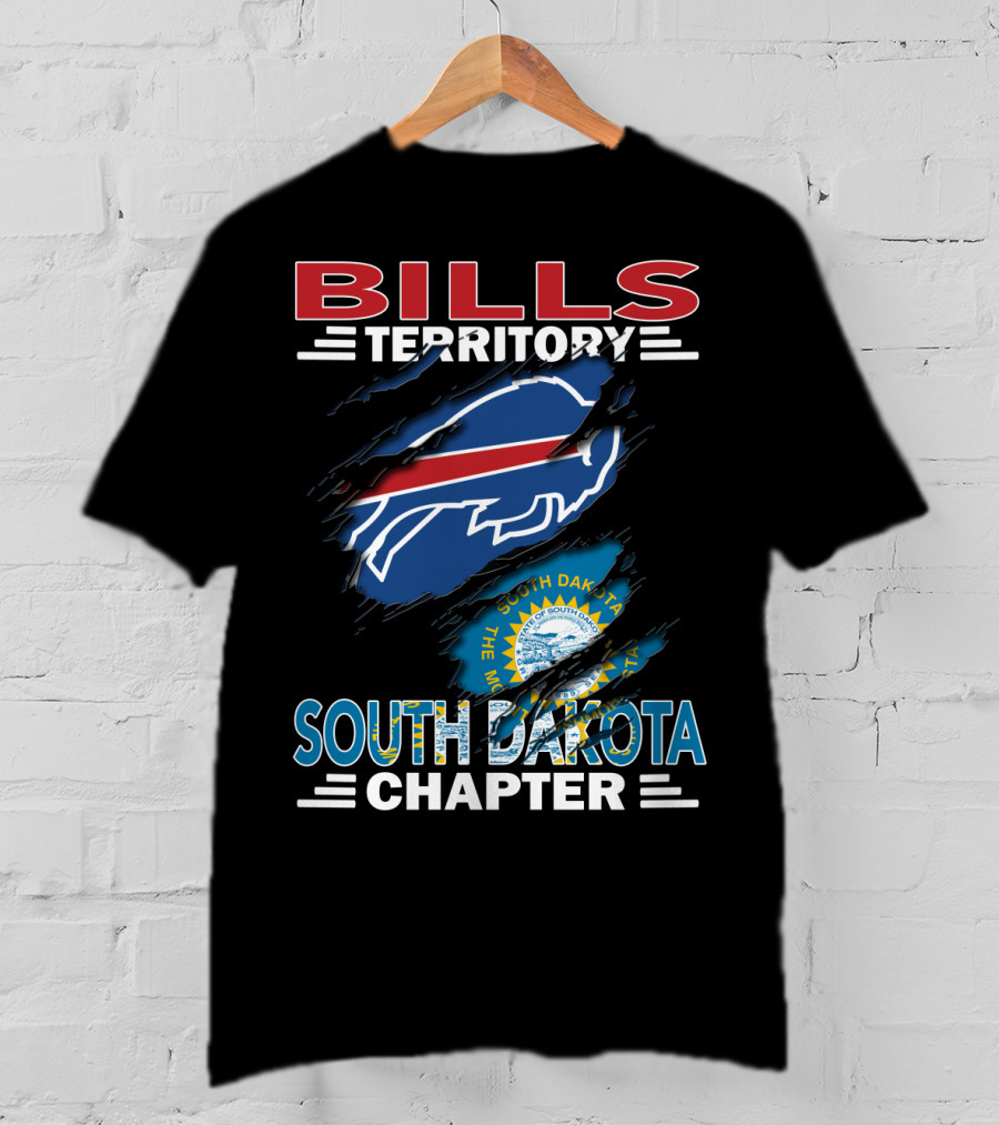 Bills Territory South Dakota Chapter Logo With South Dakota Flag And Buffalo Football T-Shirt