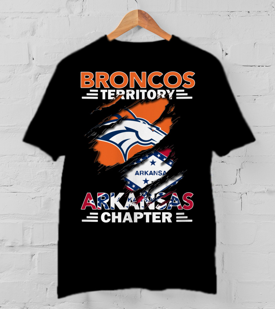 Broncos Territory Arkansas Chapter Logo With Horse And Flag Graphics T-Shirt
