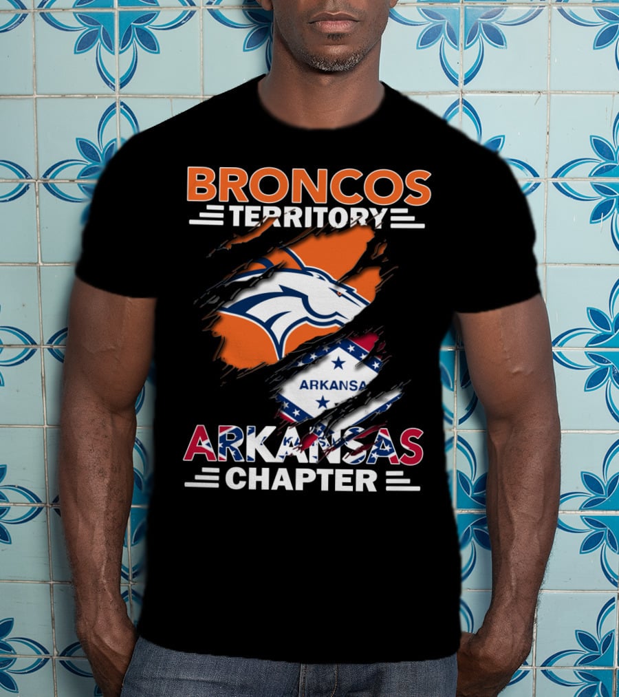 Broncos Territory Arkansas Chapter Logo With Horse And Flag Graphics T-Shirt