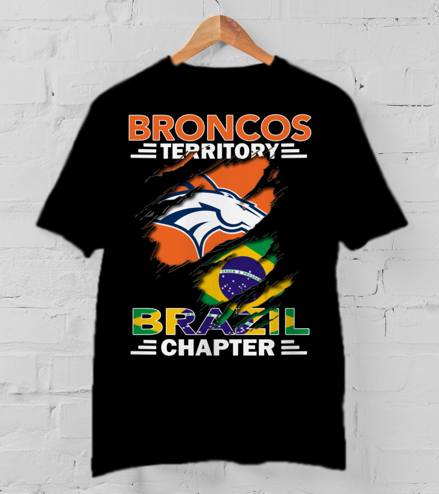 Broncos Territory Brazil Chapter NFL Fan Club Brazilian Flag T-Shirt