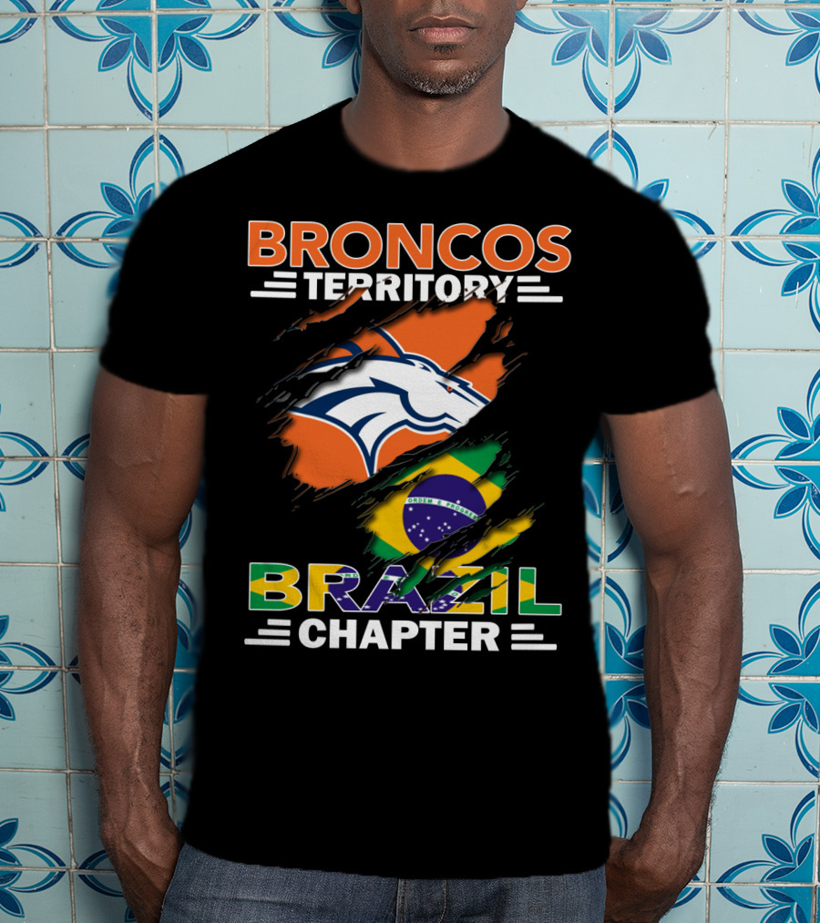Broncos Territory Brazil Chapter NFL Fan Club Brazilian Flag T-Shirt