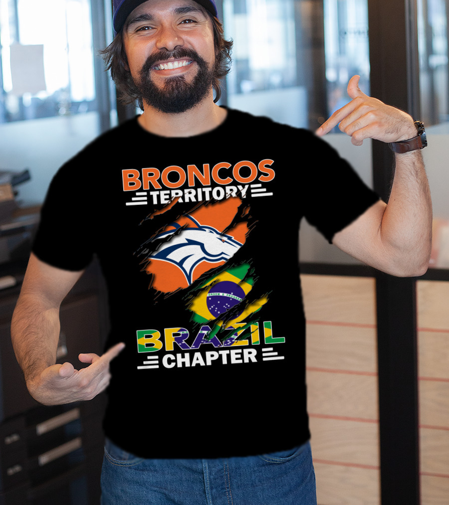 Broncos Territory Brazil Chapter NFL Fan Club Brazilian Flag T-Shirt