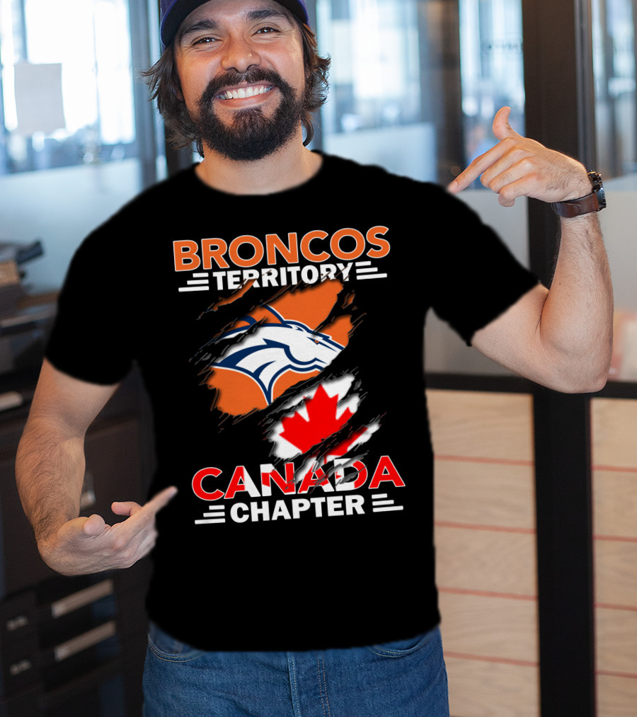 Broncos Territory Canada Chapter Logo With Maple Leaf And Horse Head T-Shirt