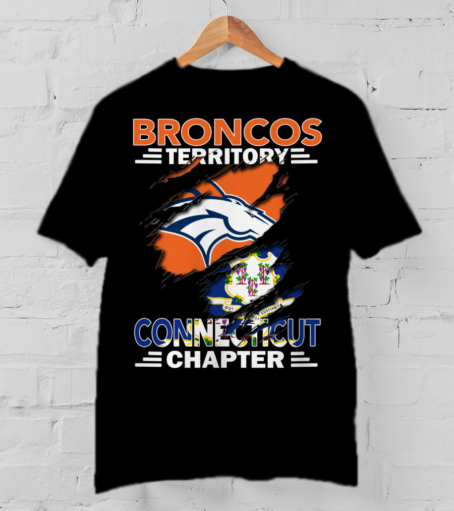 Broncos Territory Connecticut Chapter With Horse Logo And State Flag Elements T-Shirt