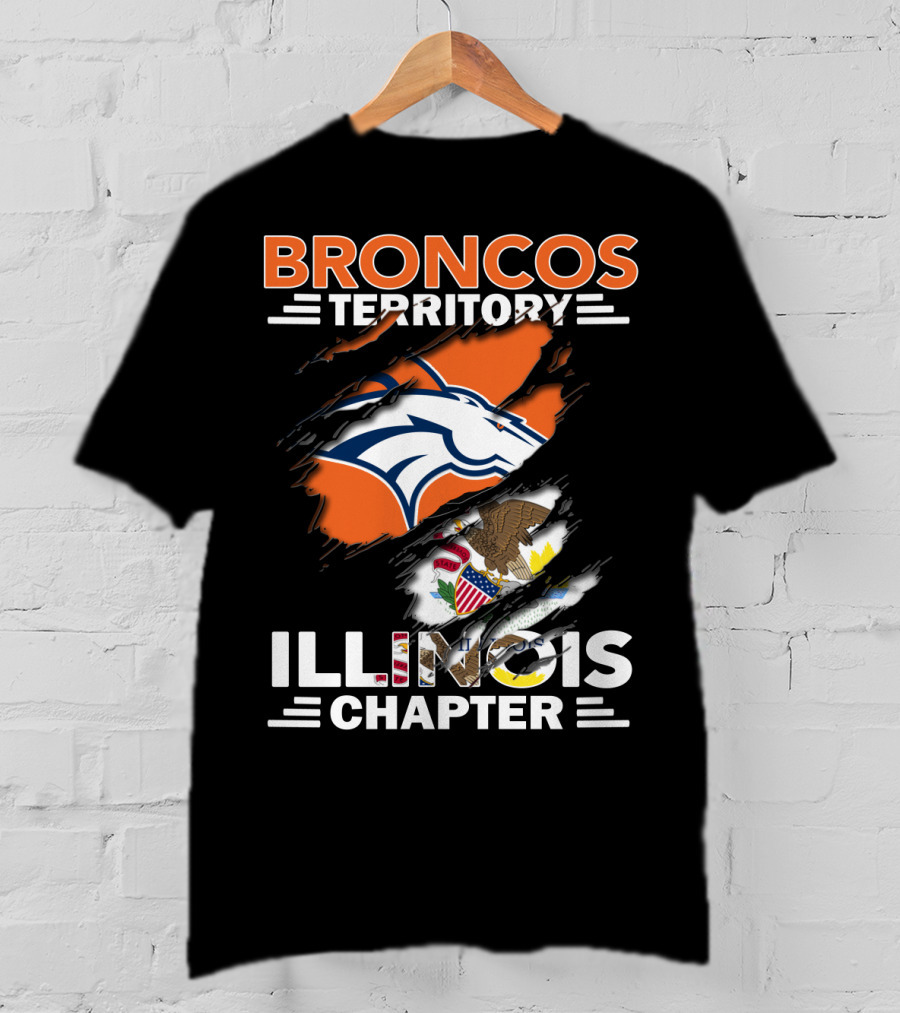 Broncos Territory Illinois Chapter Logo With State Flag And Horse Emblem T-Shirt