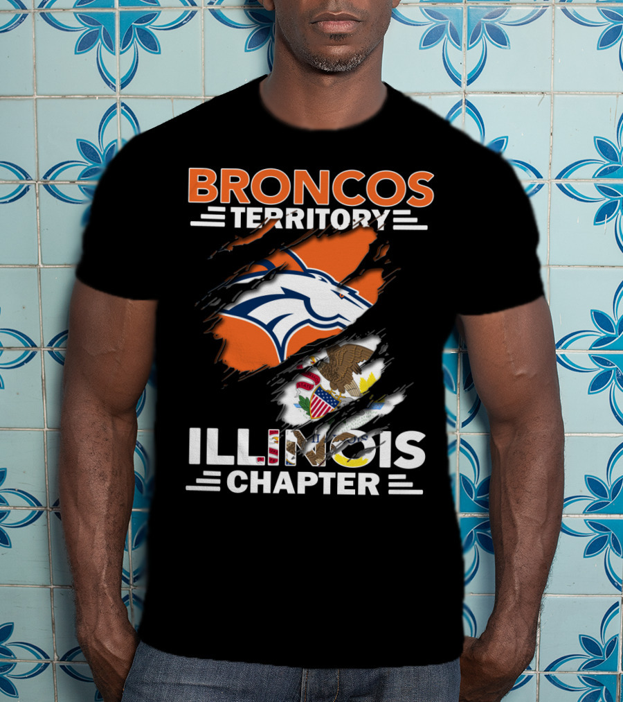 Broncos Territory Illinois Chapter Logo With State Flag And Horse Emblem T-Shirt