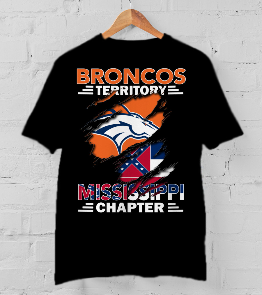 Broncos Territory Mississippi Chapter Mississippi Flag Broncos T-Shirt