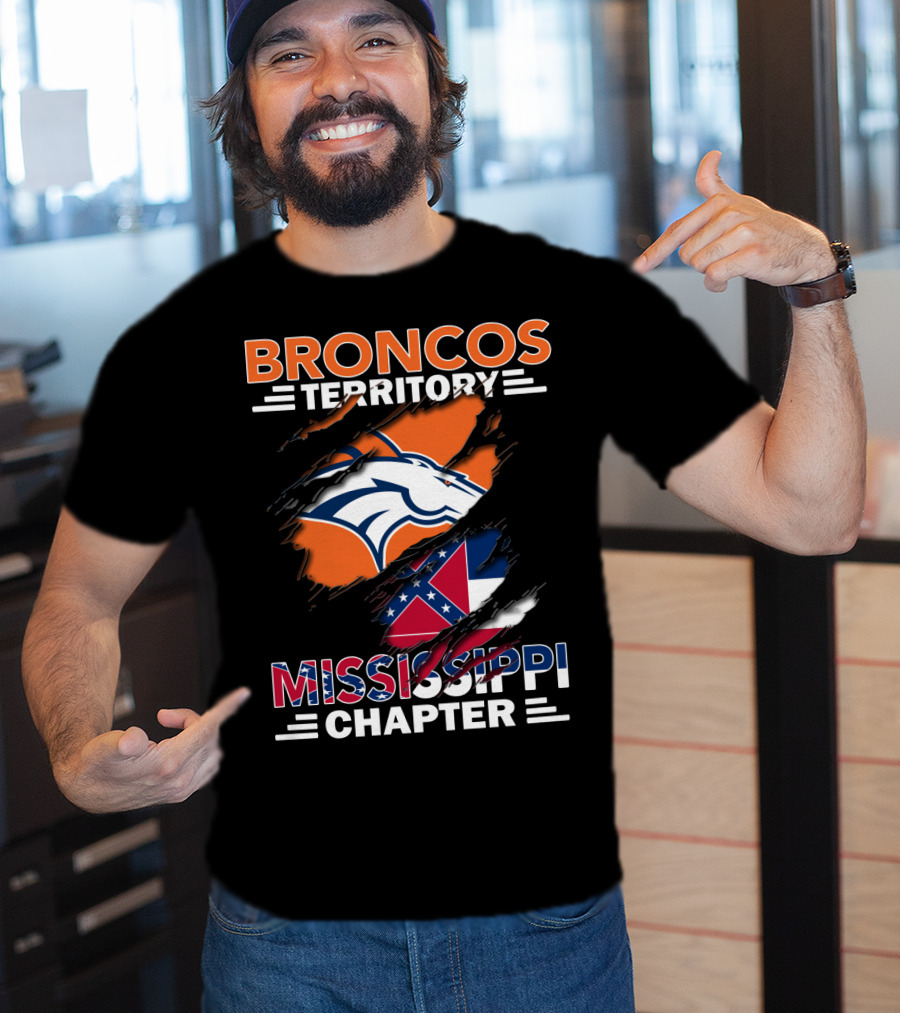 Broncos Territory Mississippi Chapter Mississippi Flag Broncos T-Shirt