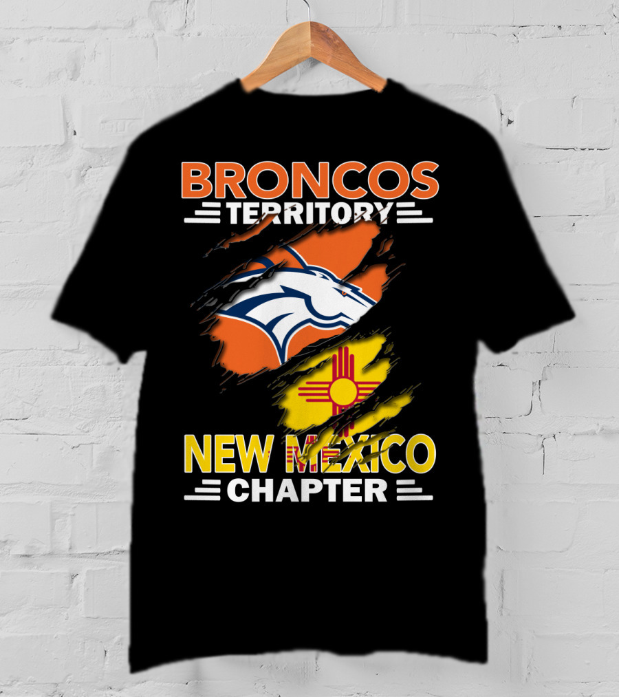 Broncos Territory New Mexico Chapter Ripped Logo And Zia T-Shirt