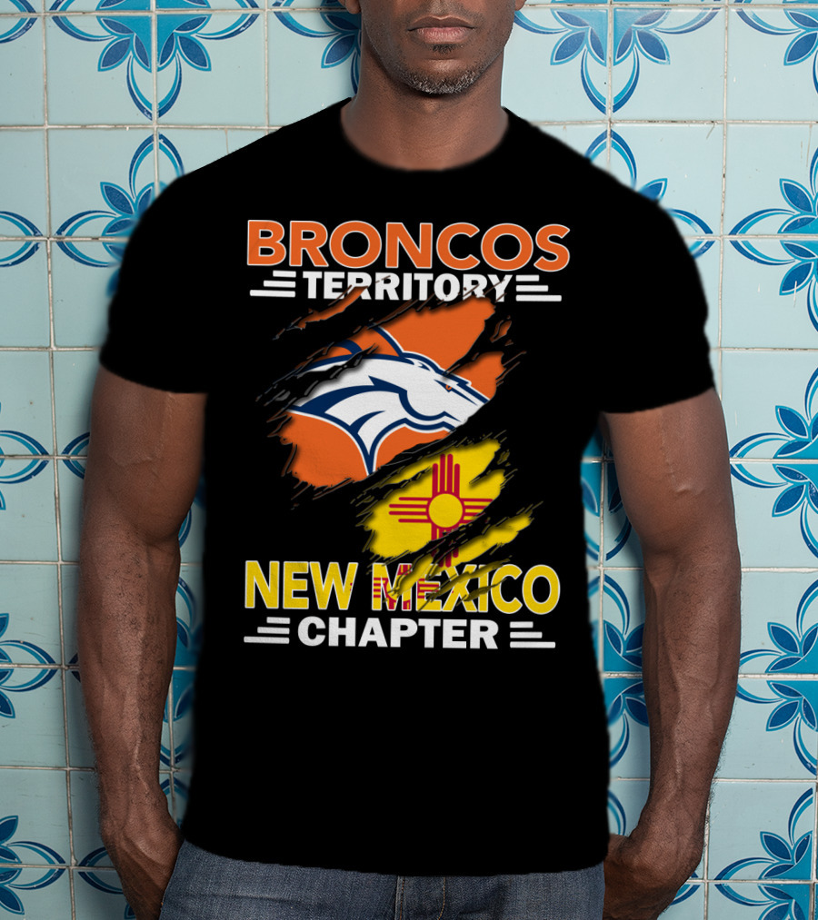 Broncos Territory New Mexico Chapter Ripped Logo And Zia T-Shirt