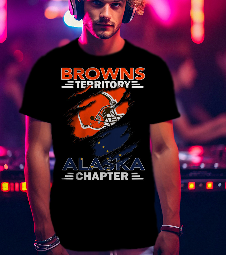 Browns Territory Alaska Chapter Football Helmet And Alaska Flag Integration T-Shirt