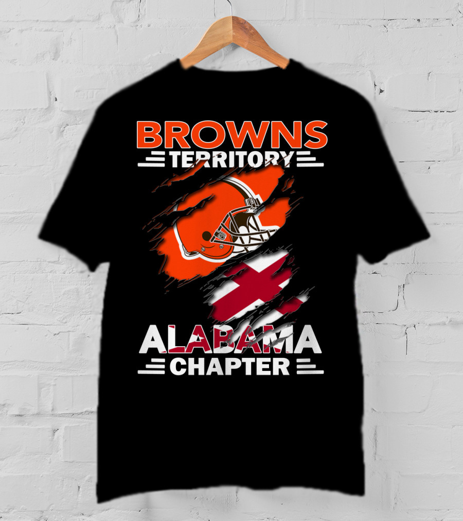 Browns Territory Alabama Chapter Football Helmet And Cross T-Shirt