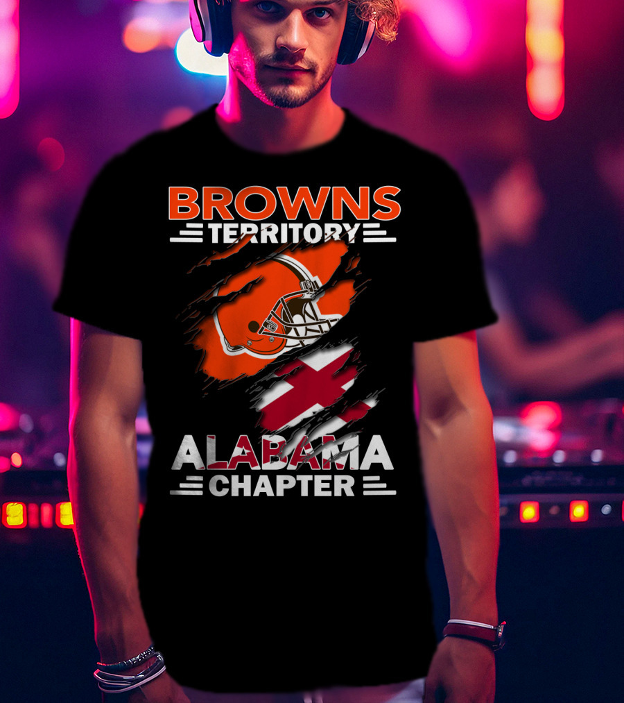Browns Territory Alabama Chapter Football Helmet And Cross T-Shirt
