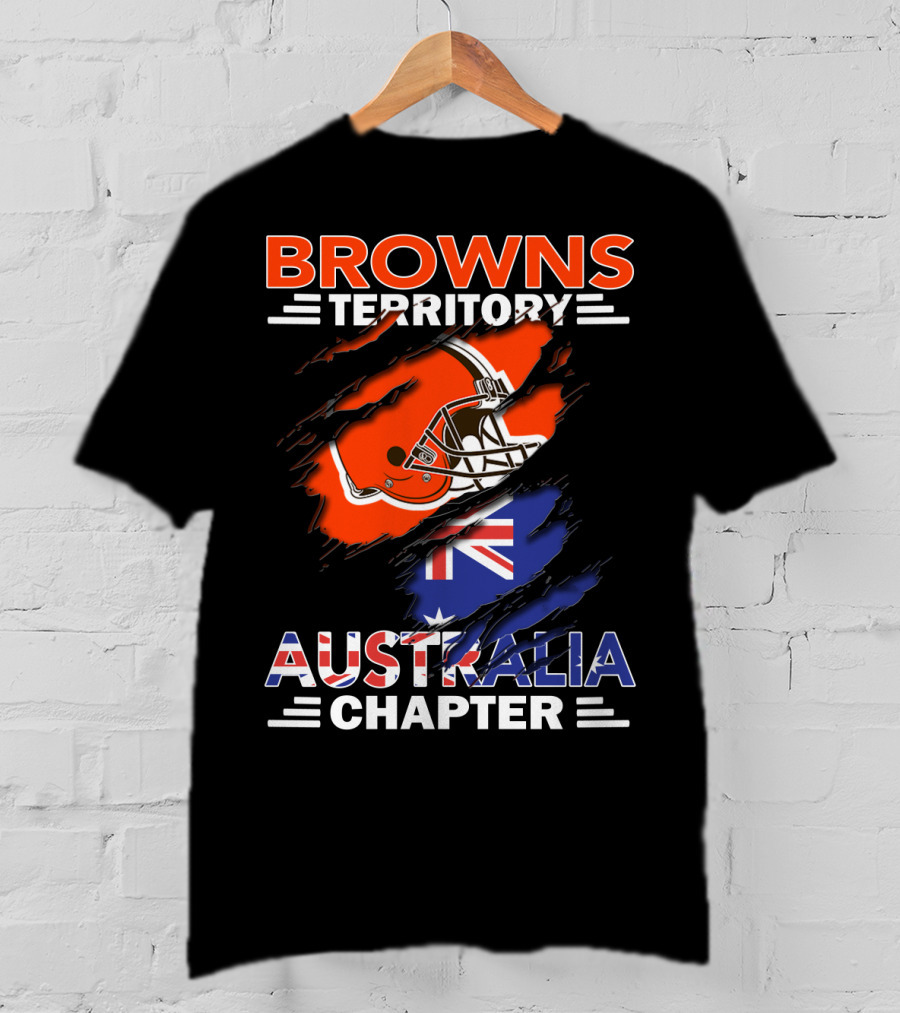 Browns Territory Australia Chapter Helmet With Flag T-Shirt
