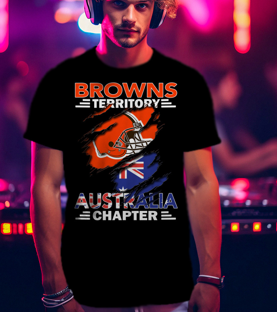 Browns Territory Australia Chapter Helmet With Flag T-Shirt