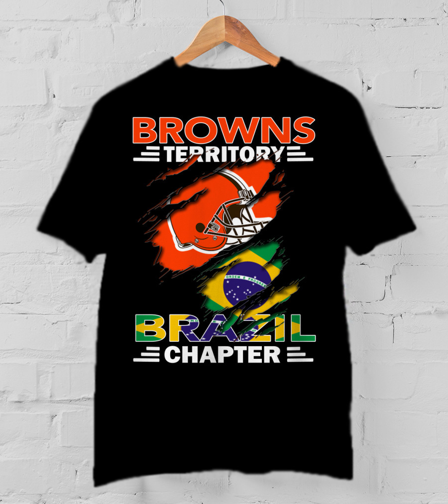 Browns Territory Brazil Chapter Helmet And Flag T-Shirt