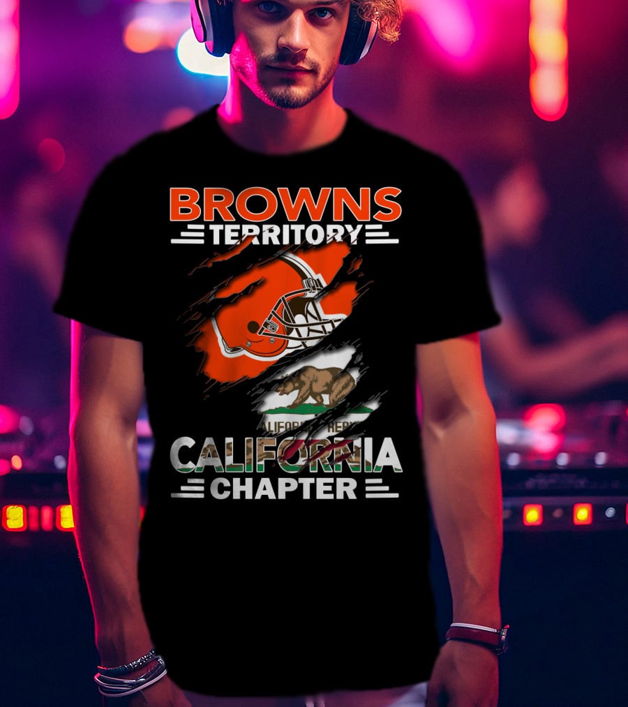 Browns Territory California Chapter Football Helmet Bear Flag Graphics T-Shirt