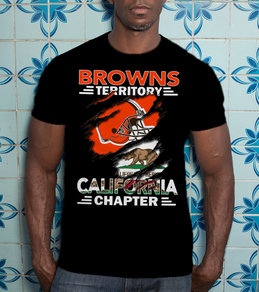Browns Territory California Chapter Football Helmet Bear Flag Graphics T-Shirt