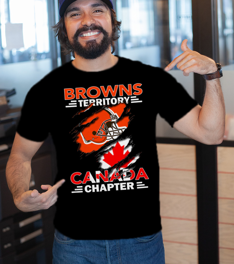 Browns Territory Canada Chapter Helmet And Maple Leaf T-Shirt