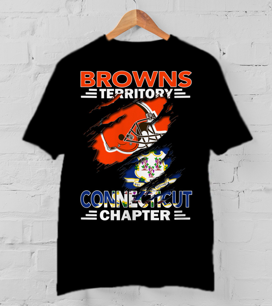 Browns Territory Connecticut Chapter Football Helmet And State Flag T-Shirt