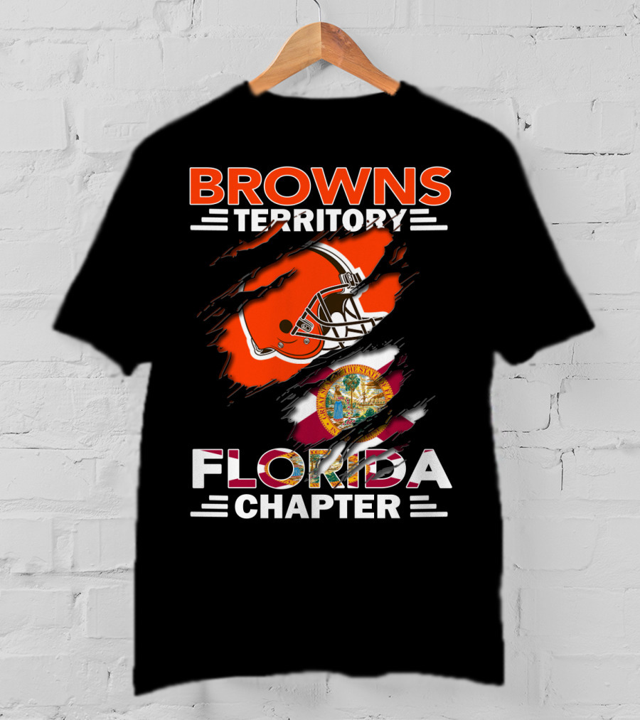 Browns Territory Florida Chapter Football Helmet And State Flag T-Shirt