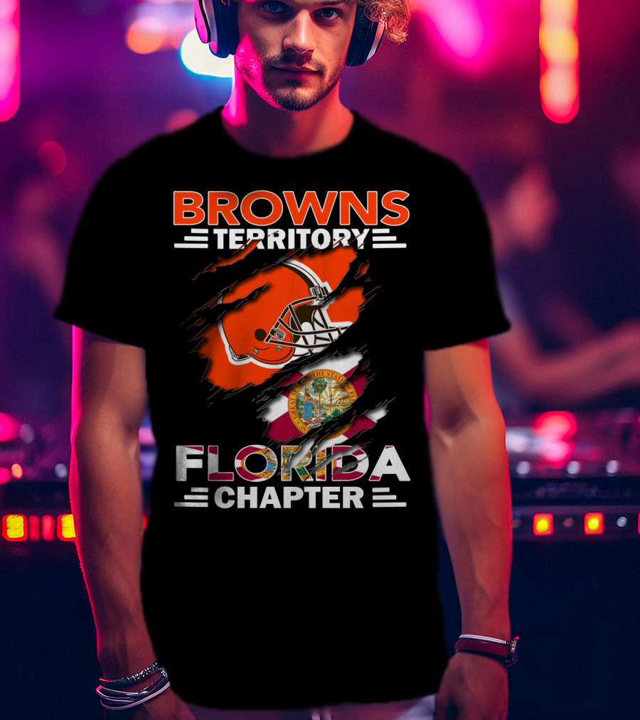 Browns Territory Florida Chapter Football Helmet And State Flag T-Shirt