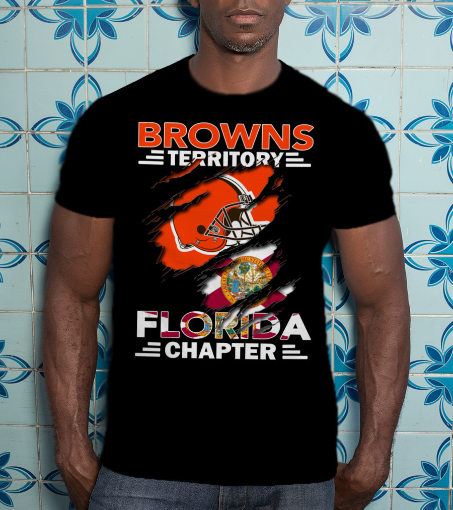 Browns Territory Florida Chapter Football Helmet And State Flag T-Shirt
