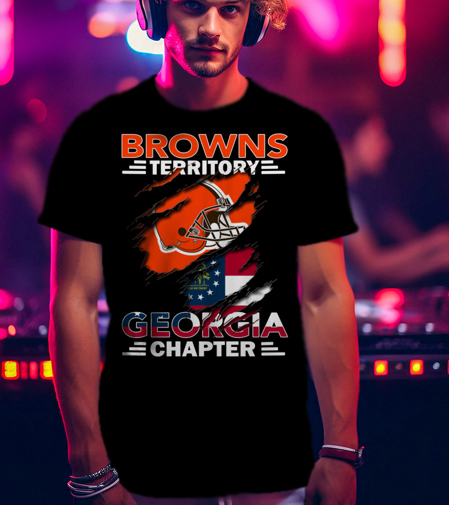 Browns Territory Georgia Chapter Helmet And Flag T-Shirt