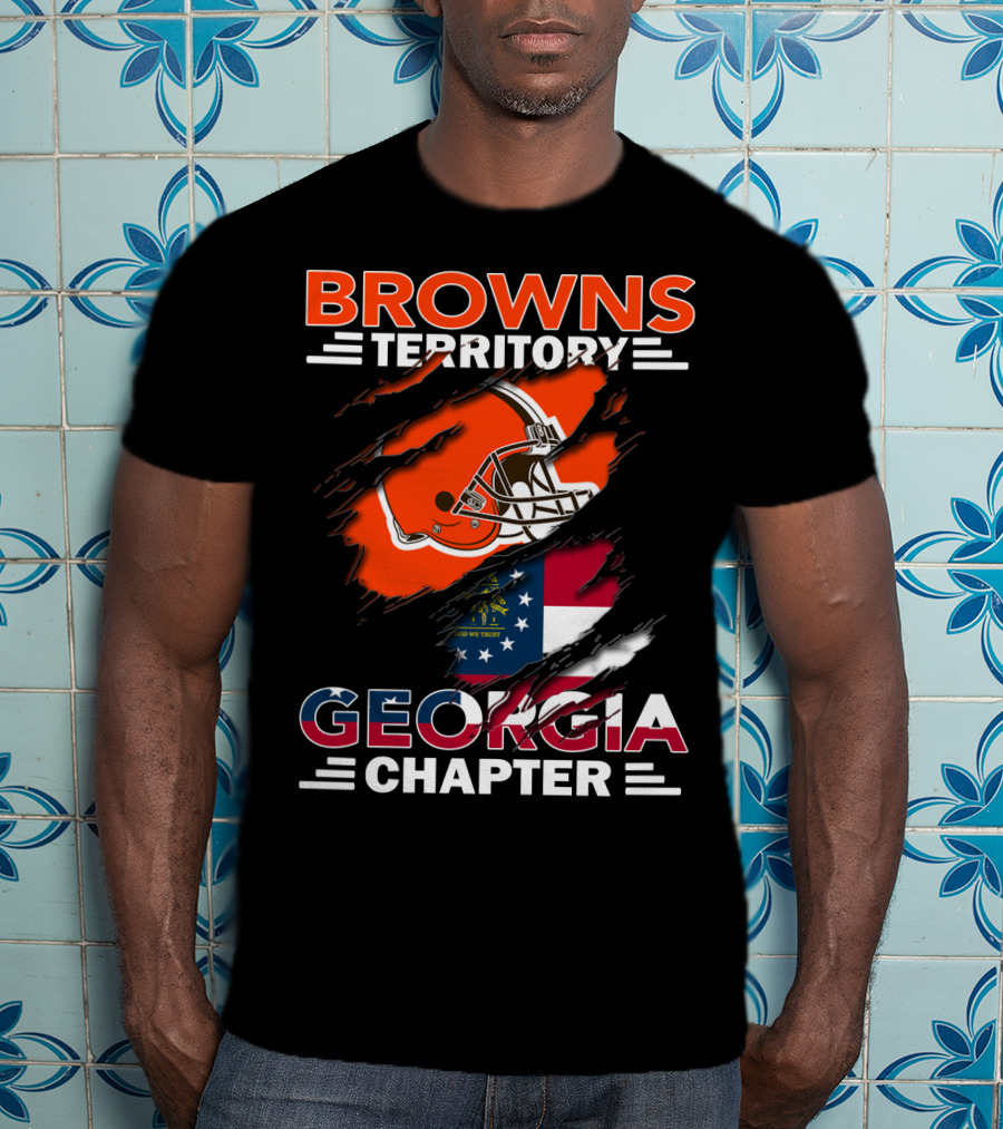 Browns Territory Georgia Chapter Helmet And Flag T-Shirt