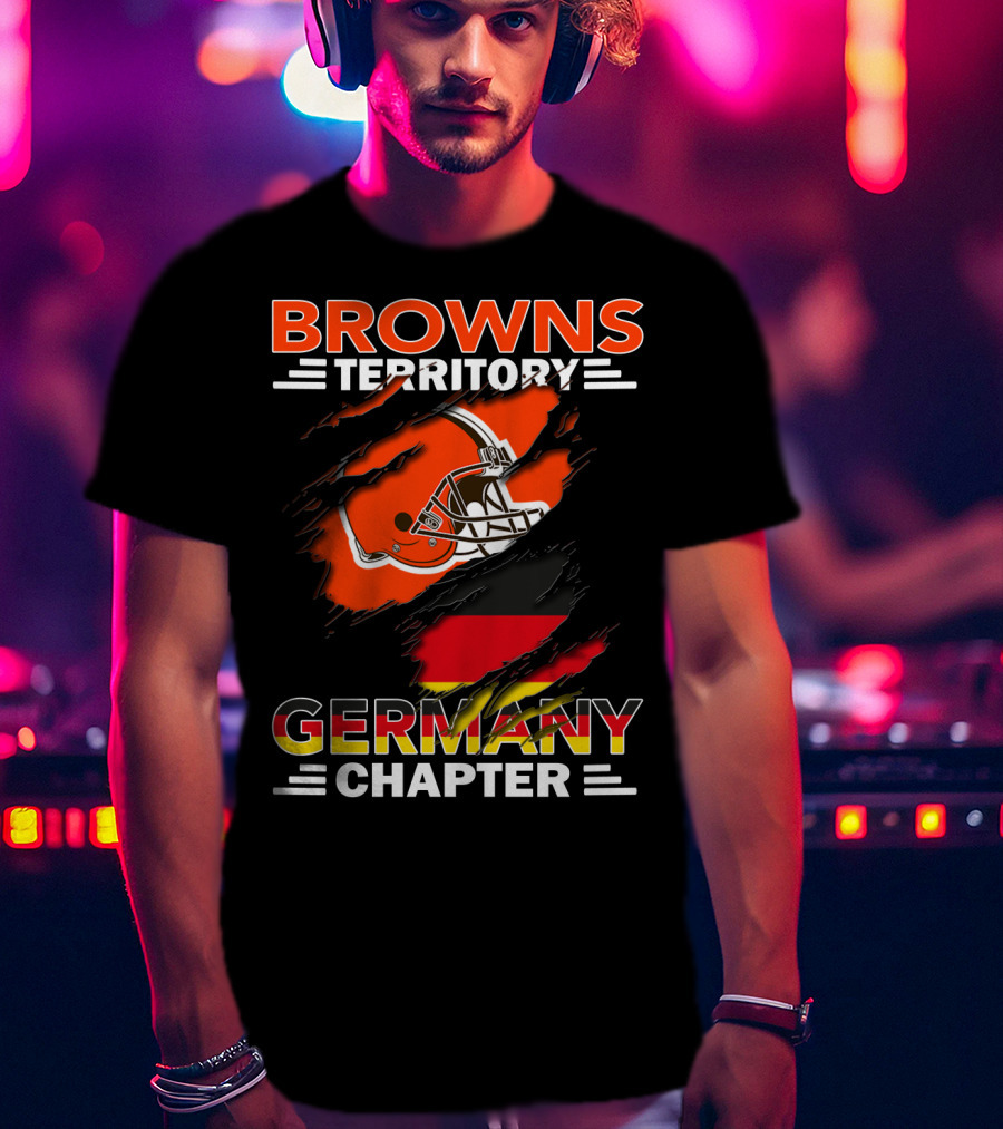 Browns Territory Germany Chapter Helmet And Flag T-Shirt