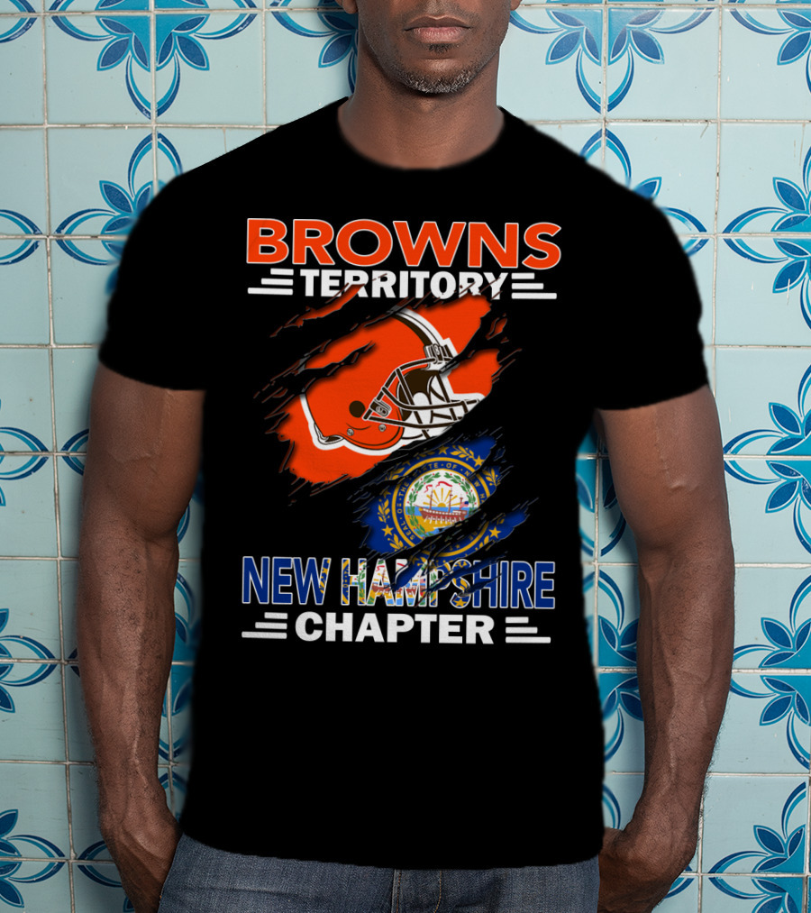 Browns Territory New Hampshire Chapter Football Helmet And State Seal T-Shirt