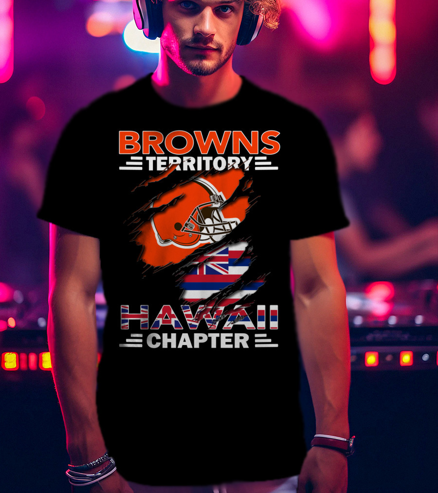 Browns Territory Hawaii Chapter Football Helmet Hawaiian Flag T-Shirt