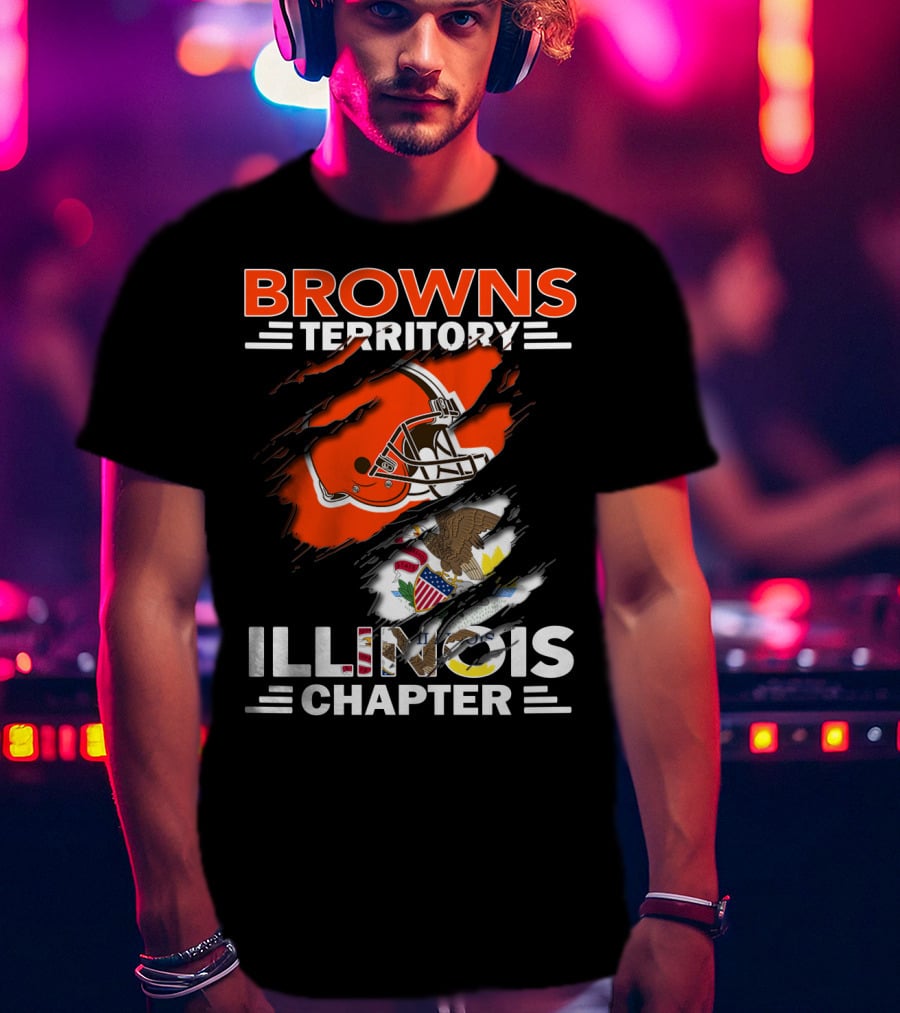 Browns Territory Illinois Chapter Helmet And American Eagle T-Shirt