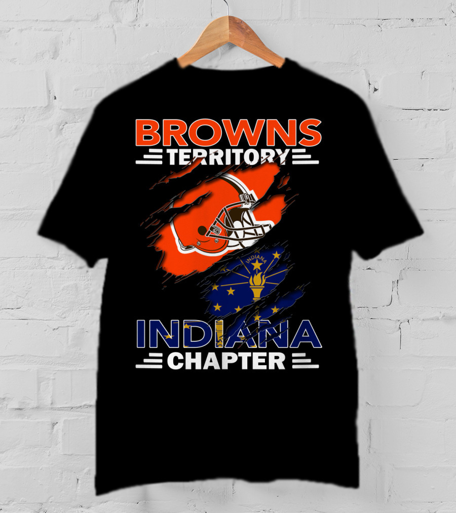 Browns Territory Indiana Chapter Helmet And Indiana Flag T-Shirt
