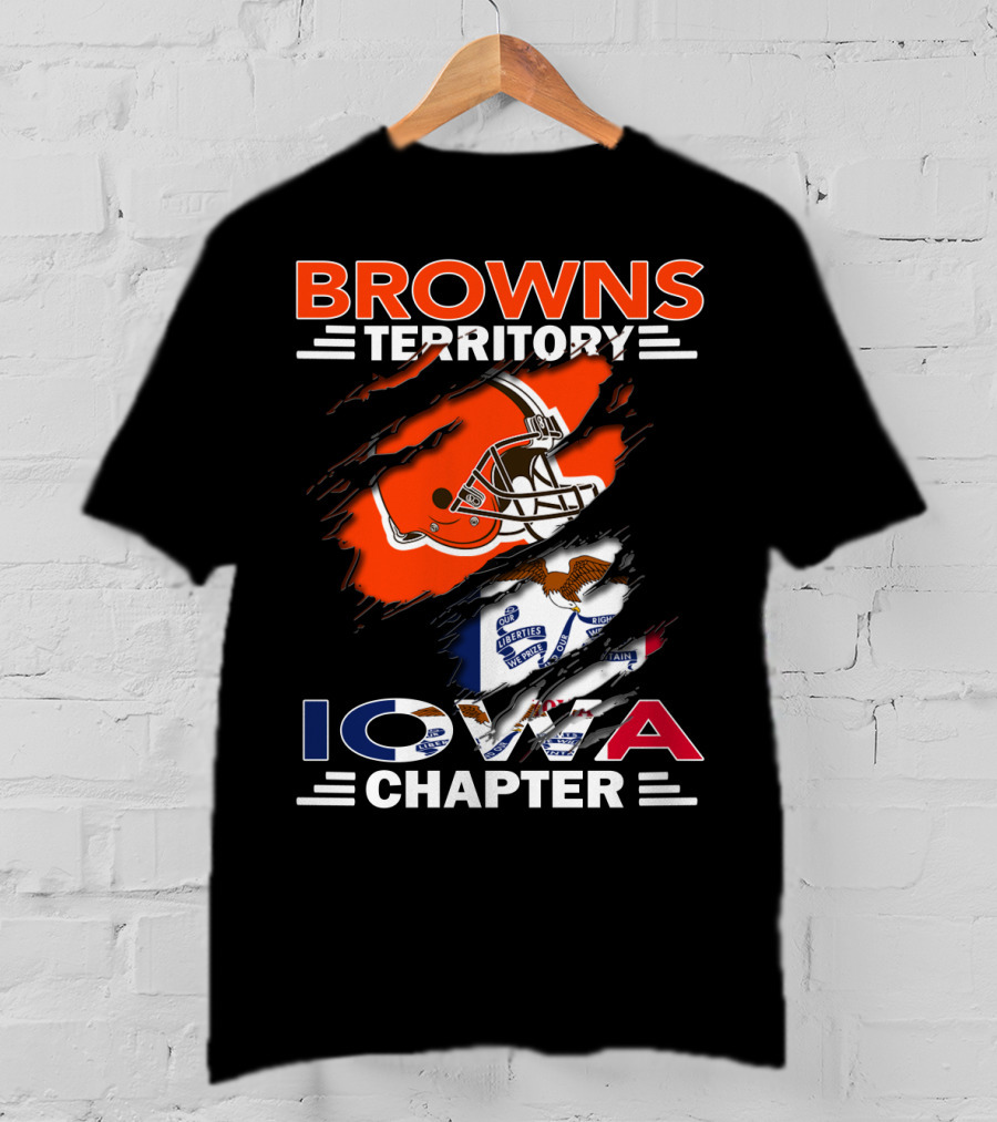 Browns Territory Iowa Chapter Helmet And Flag T-Shirt