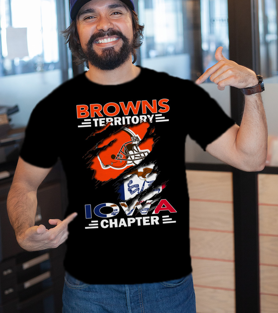 Browns Territory Iowa Chapter Helmet And Flag T-Shirt