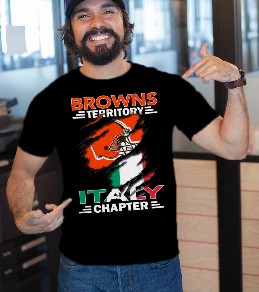 Browns Territory Italy Chapter Cleveland Football Helmet And Italian Flag T-Shirt
