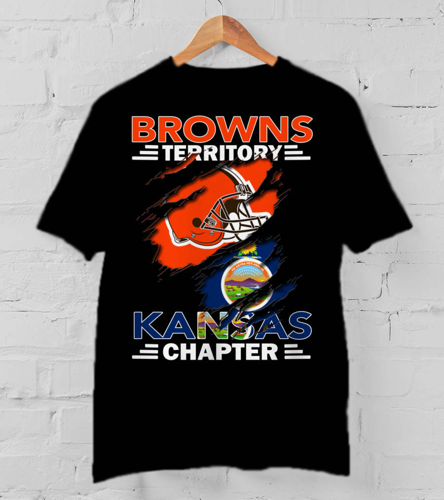 Browns Territory Kansas Chapter Football Helmet And State Seal T-Shirt