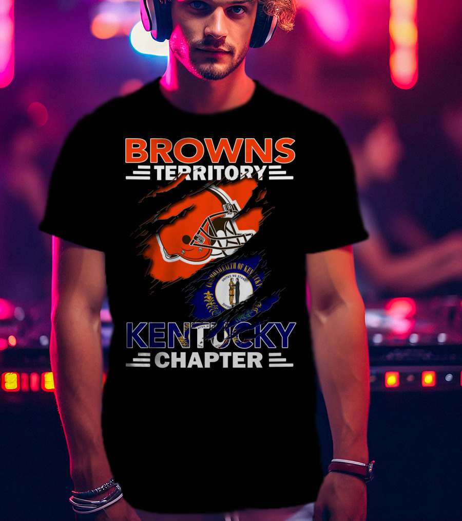 Browns Territory Kentucky Chapter Helmet And State Flag T-Shirt
