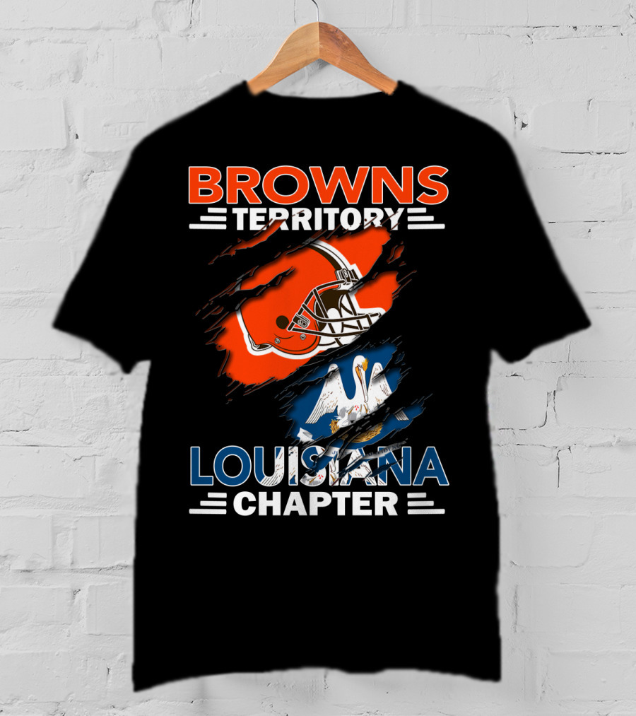 Browns Territory Louisiana Chapter Football Helmet State Flag T-Shirt