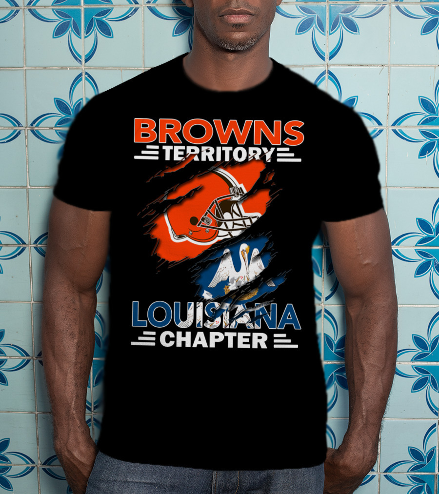 Browns Territory Louisiana Chapter Football Helmet State Flag T-Shirt