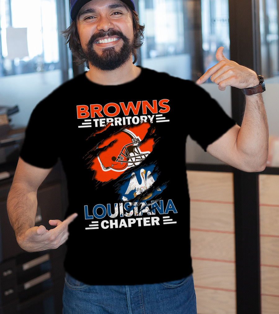 Browns Territory Louisiana Chapter Football Helmet State Flag T-Shirt