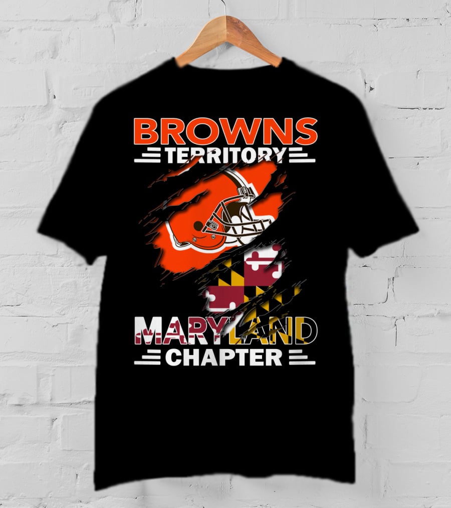 Browns Territory Maryland Chapter Football Helmet Maryland Flag T-Shirt