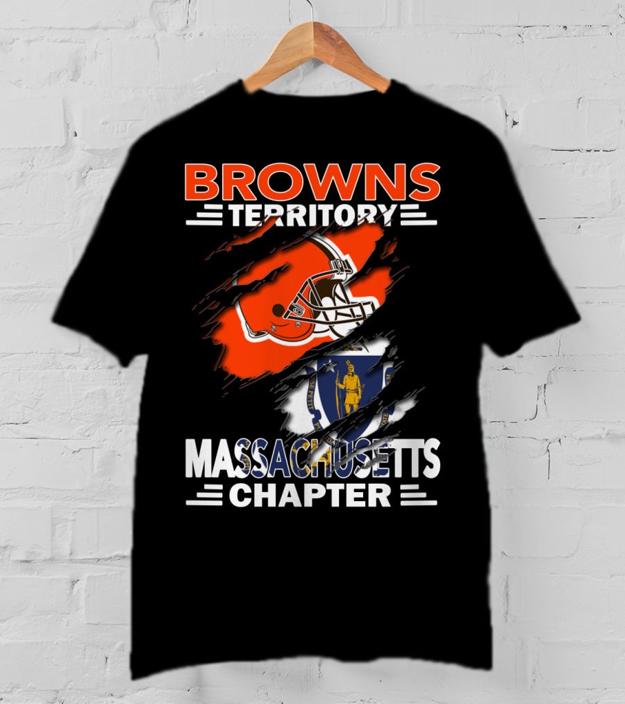 Browns Territory Massachusetts Chapter Helmet And Flag T-Shirt