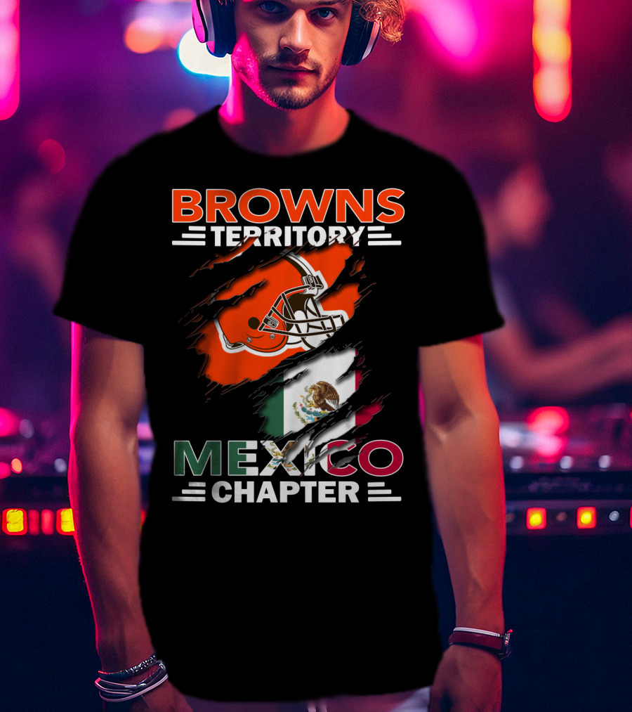 Browns Territory Mexico Chapter Cleveland Football Helmet Mexican Flag T-Shirt