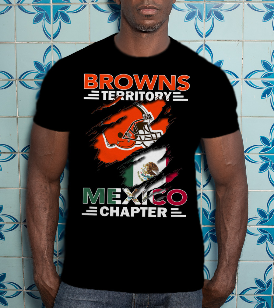 Browns Territory Mexico Chapter Cleveland Football Helmet Mexican Flag T-Shirt