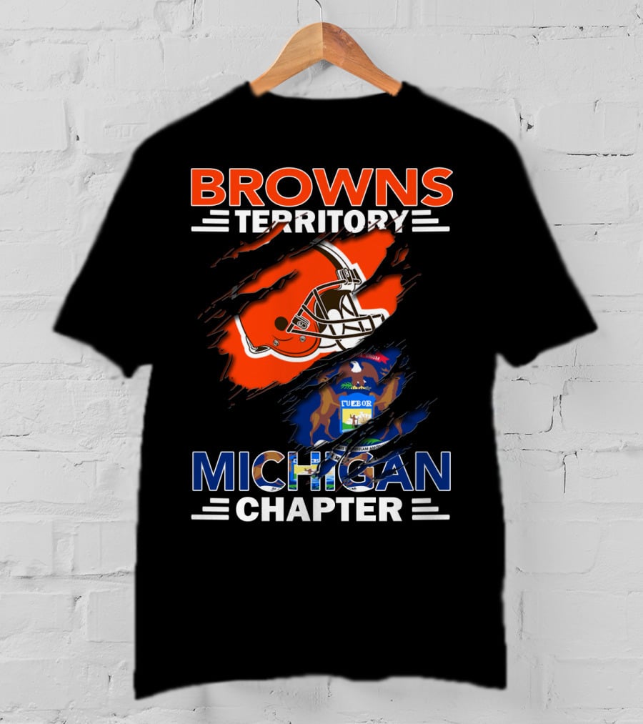 Browns Territory Michigan Chapter Helmet And State Emblem T-Shirt