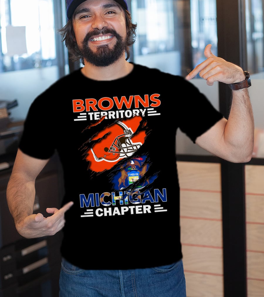 Browns Territory Michigan Chapter Helmet And State Emblem T-Shirt